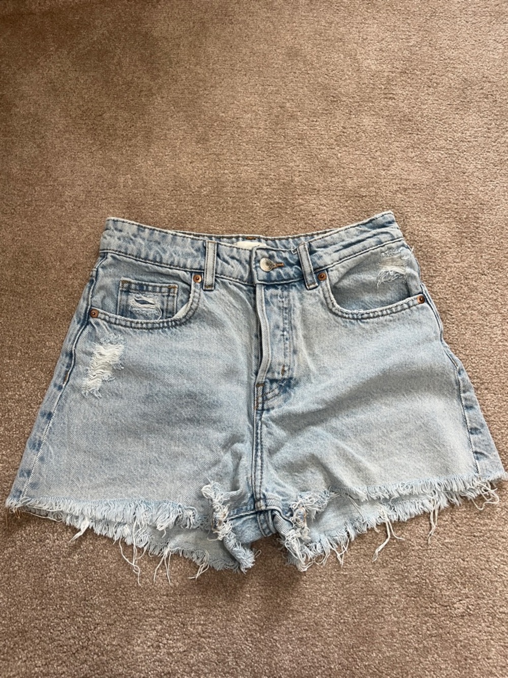 H&M Button Fly High Waist Summertime Beachy Denim Shorts Size 4